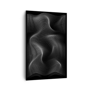 Bild auf Leinwand - Leinwandbild - Abstrakte weiße Linien auf schwarzem Hintergrund - 80x120cm - Lichttanz im Raum - Moderne Wanddekoration für Wohnzimmer und Schlafzimmer ARTTOR