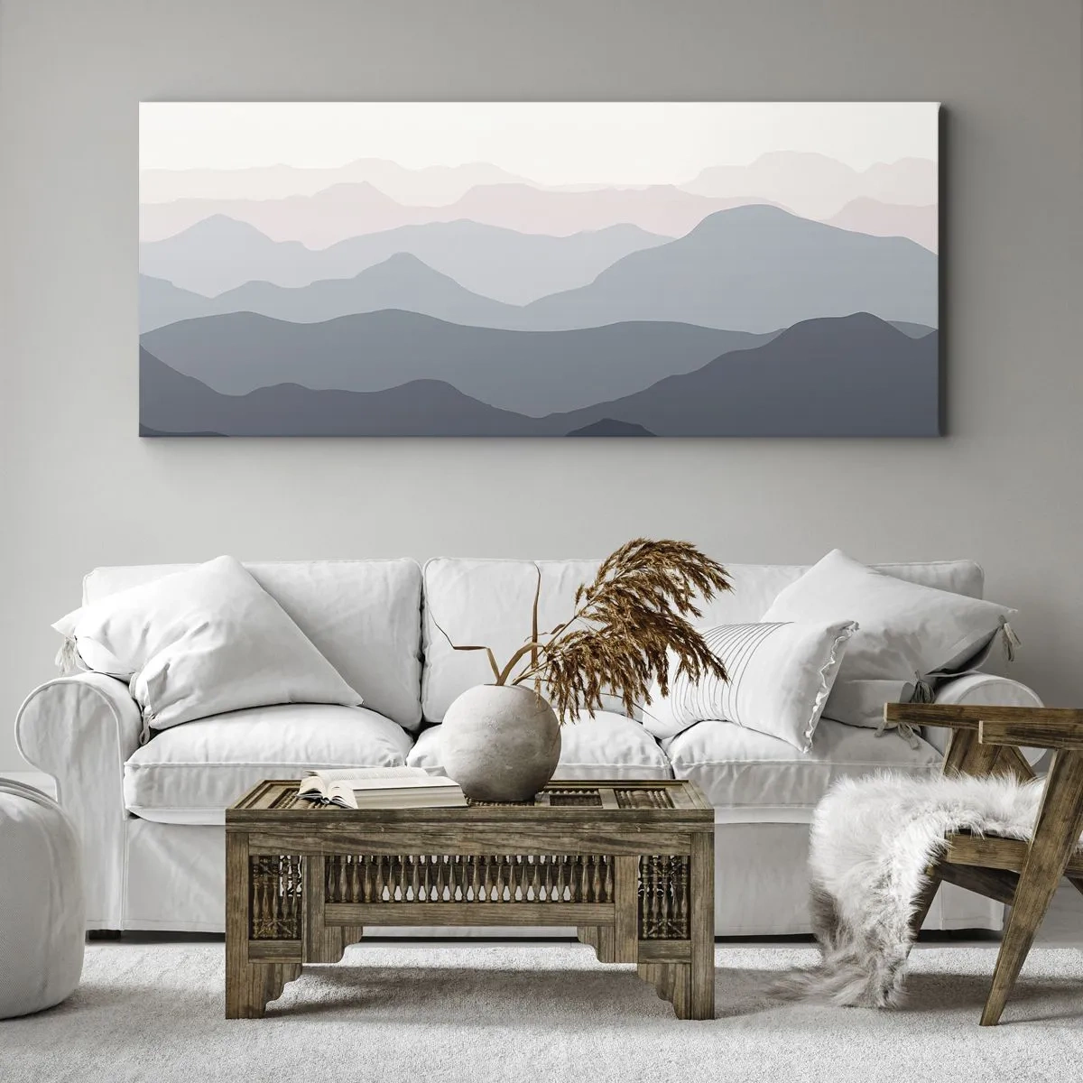 Bild auf Leinwand - Leinwandbild - Wellen der Berge - 100x40 cm