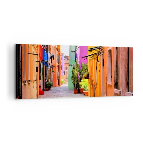 Bild auf Leinwand - Leinwandbild - Regenbogengasse - 100x40 cm
