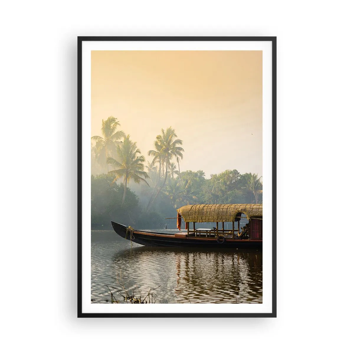 Poster in einem schwarzem Rahmen - Haus am Fluss - 70x100 cm