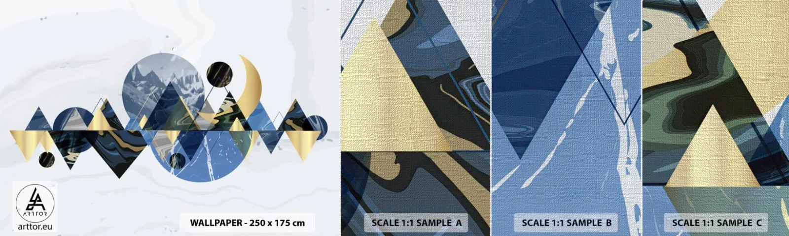 Fototapeten Muster Premium Canvas - Geometrische Landschaft - Abstraktion, Berge, Stück - 100x30 cm