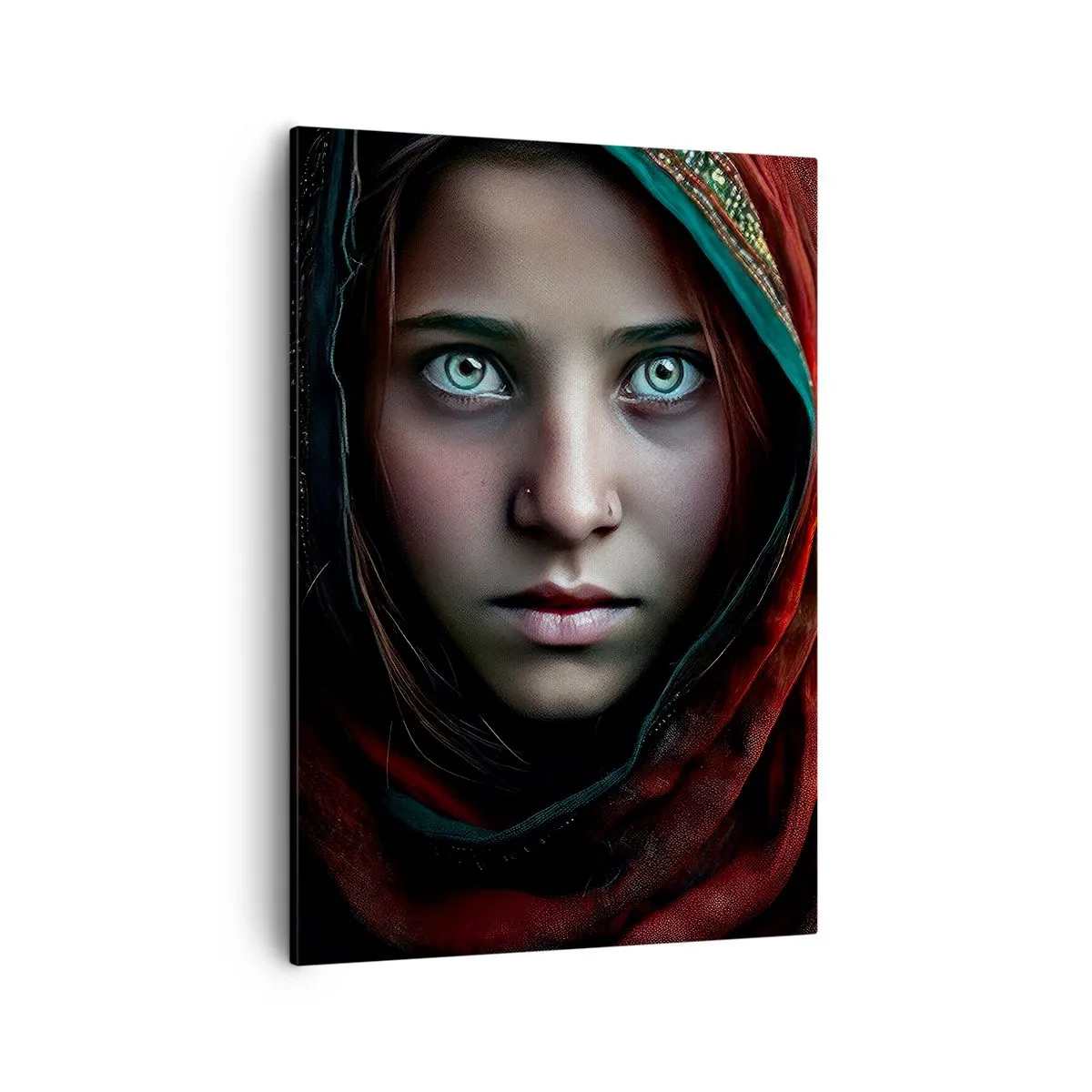 Bild auf Leinwand - Leinwandbild - Porträt einer Frau mit intensivem Blick in warmen Farben - 50x70cm - Prinzessin aus dem Osten - Moderne Wanddekoration für Wohnzimmer und Schlafzimmer ARTTOR