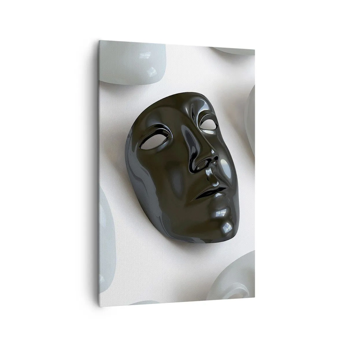 Bild auf Leinwand - Leinwandbild - Schwarz-weiße Masken auf hellem Hintergrund - 80x120cm - Wie hebt man sich ab? - Moderne Wanddekoration für Wohnzimmer und Schlafzimmer ARTTOR