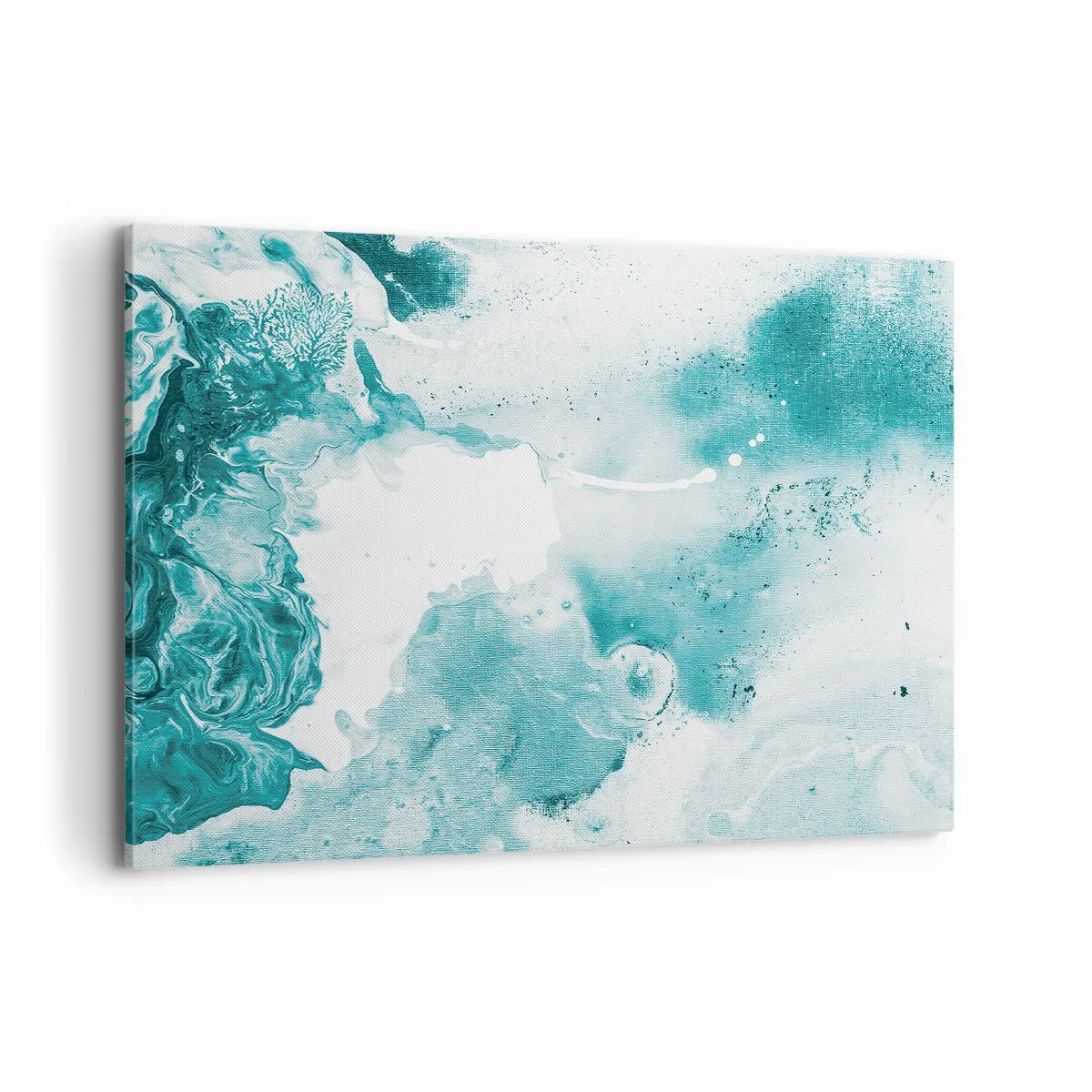 Bild auf Leinwand - Leinwandbild - Abstraktion in Blautönen mit zarten Akzenten in Weiß - 100x70cm - Morast von Blau - Moderne Wanddekoration für Wohnzimmer und Schlafzimmer ARTTOR