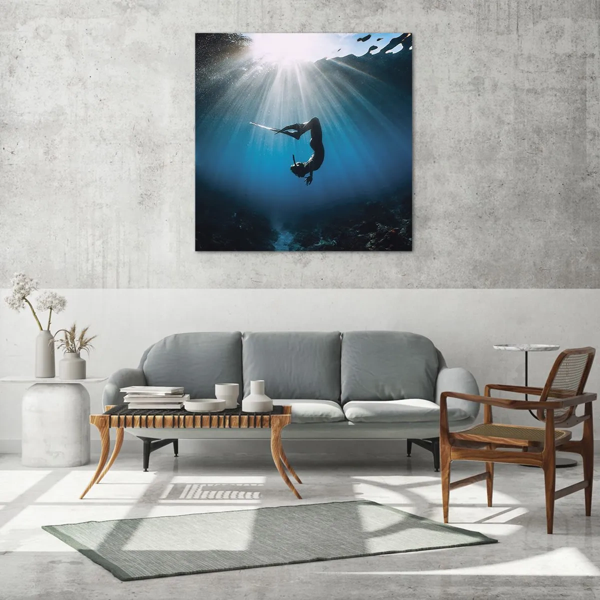 Glasbild - Bild auf glas - Tanz unter Wasser - 70x70 cm