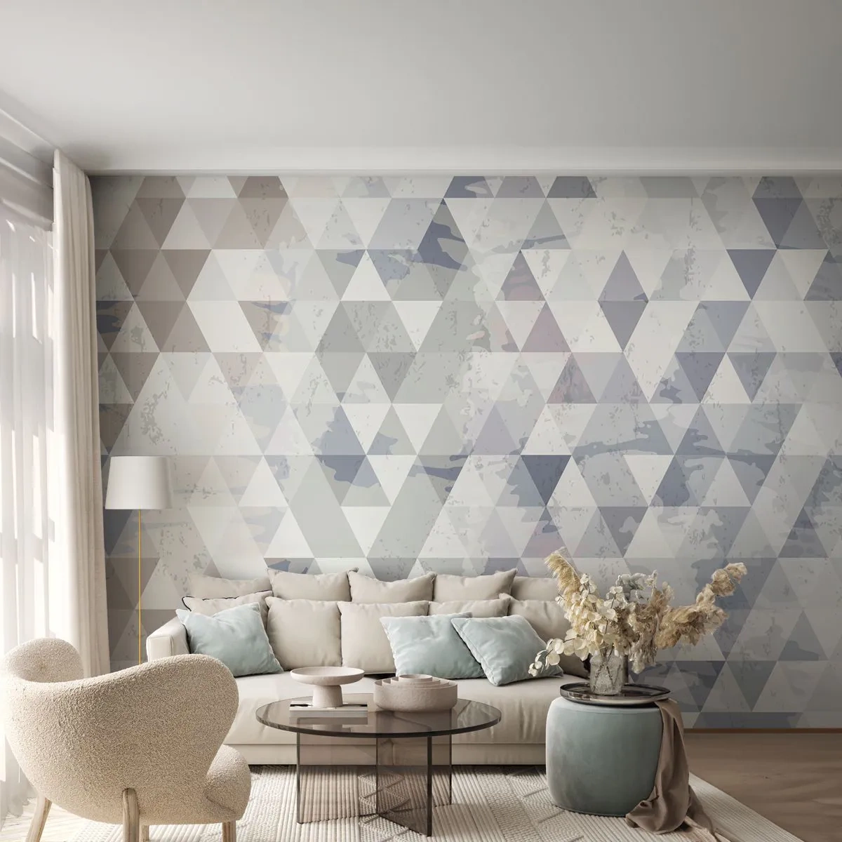 Fototapete Standard Eco - Geometrie in Grau- und Beigetönen - 100x70cm - Im Rhythmus auf drei - Moderne Wanddekoration für Wohnzimmer und Schlafzimmer ARTTOR