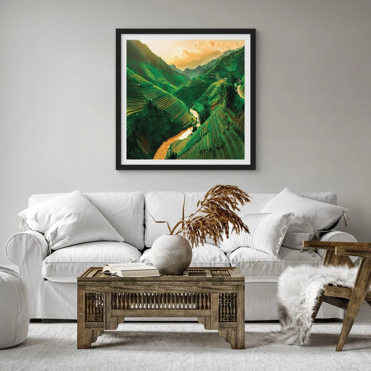 Poster in einem schwarzem Rahmen - Vietnamesisches Tal - 30x30 cm