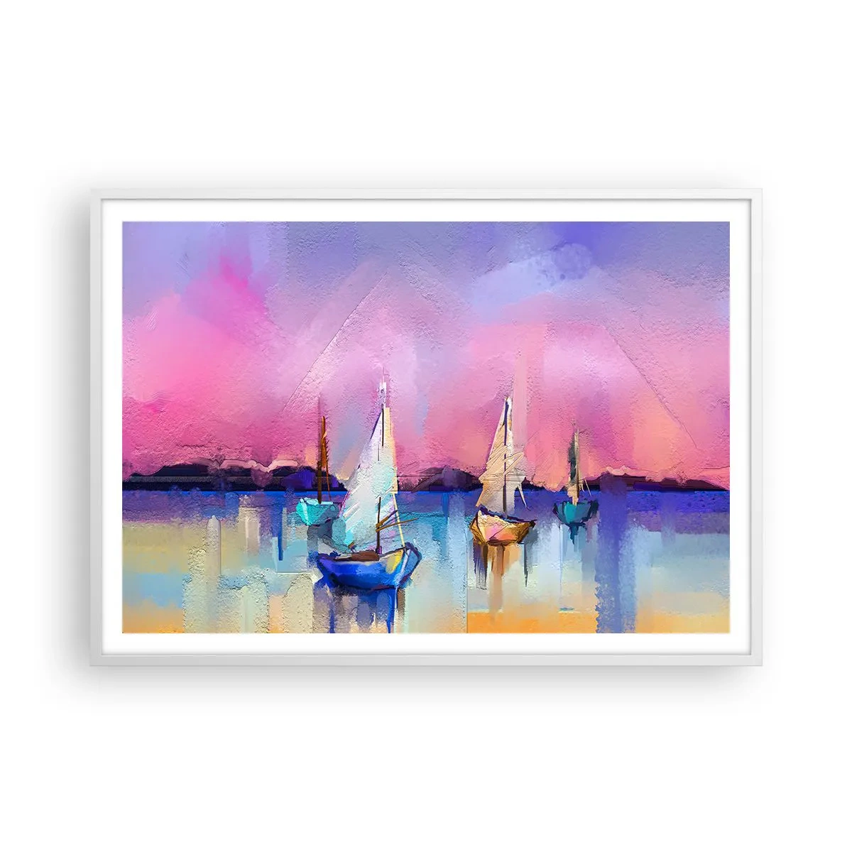 Poster in einem weißen Rahmen - Richtung: breites Wasser - 100x70 cm