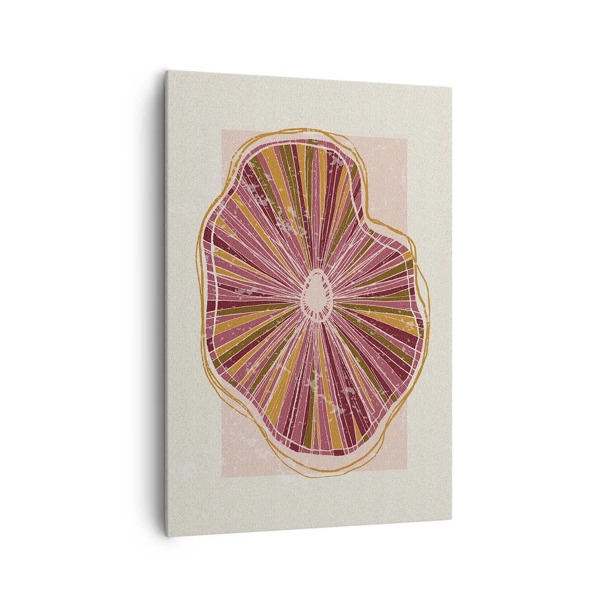 Bild auf Leinwand - Leinwandbild - Abstraktes Baumscheibenmuster in Rosatönen - 70x100cm - Strahlende Abstraktion - Moderne Wanddekoration für Wohnzimmer und Schlafzimmer ARTTOR