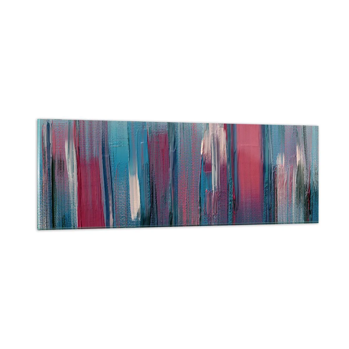Glasbild - Bild auf glas - Vertikale Komposition in Blau und Rot - 90x30 cm
