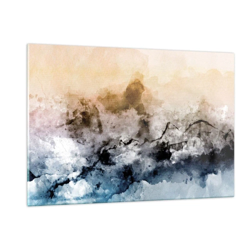 Glasbild - Bild auf glas - Abstrakte Landschaft in Pastelltönen mit Nebel - 120x80cm - In einer Nebelwolke ertrunken - Moderne Wanddekoration für Wohnzimmer und Schlafzimmer ARTTOR