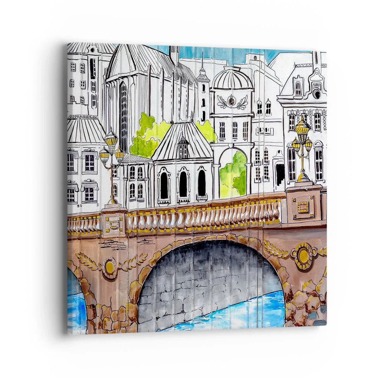 Bild auf Leinwand - Leinwandbild - Die Stadt ist gemalt - 40x40 cm