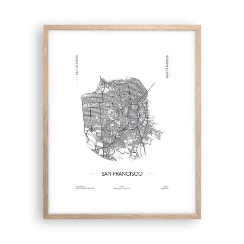 Poster in einem Rahmen aus heller Eiche - Anatomie von San Francisco - 40x50 cm