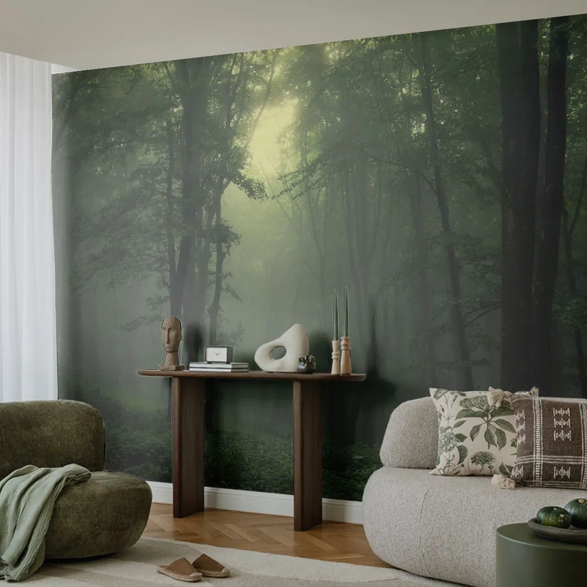Fototapete Premium Sand - Bevor er aufwacht - Landschaft, Wald, Natur - 100x70 cm