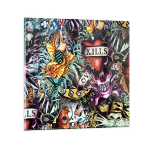 Glasbild - Bild auf glas - Der Traum des Tätowierers - 40x40 cm