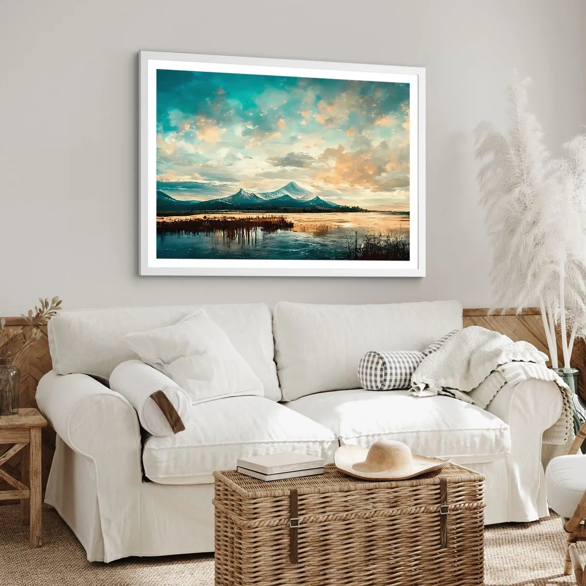 Poster in einem weißen Rahmen - Unter dem Schutz des Himmels - 50x40 cm