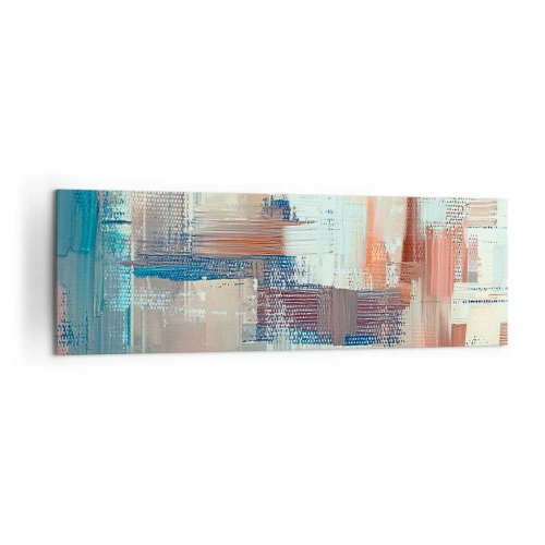 Bild auf Leinwand - Leinwandbild - Abstrakte Komposition in Blau- und Beigetönen - 160x50cm - Zum Licht kommen - Moderne Wanddekoration für Wohnzimmer und Schlafzimmer ARTTOR