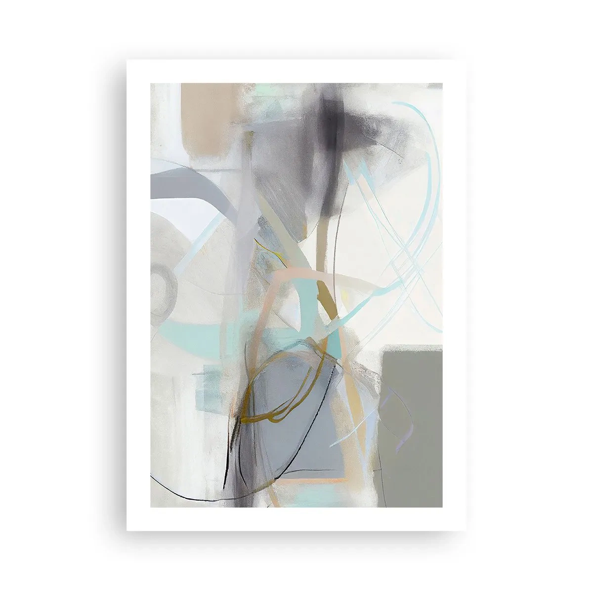Poster - Subtile Abstraktion in Grau- und Blautönen - 50x70cm - Neblige Abstraktion - Moderne Wanddekoration für Wohnzimmer und Schlafzimmer ARTTOR