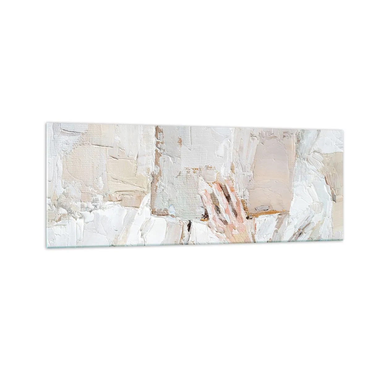 Glasbild - Bild auf glas - Ein impressionistisches Gemälde einer Hand, die ein offenes Buch hält. - 140x50cm - In einer anderen Welt - Moderne Wanddekoration für Wohnzimmer und Schlafzimmer ARTTOR