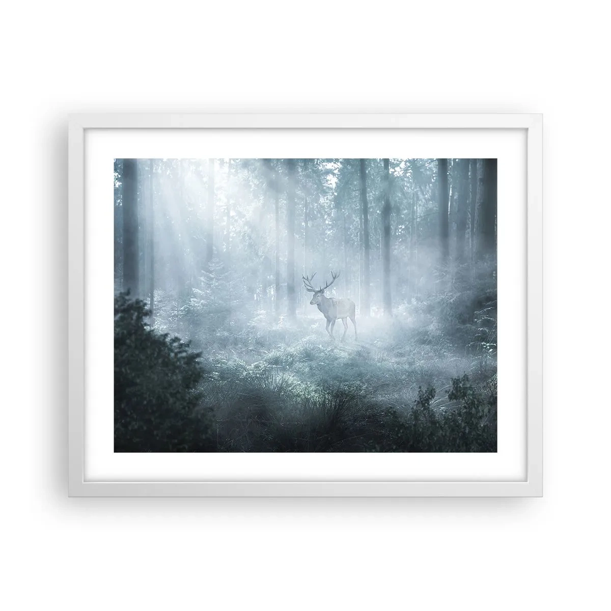 Poster in einem weißen Rahmen - Morgenvisite auf dem Grundstück - 50x40 cm