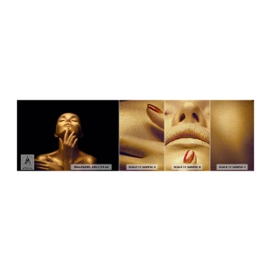 Fototapeten Muster Premium Canvas - Wie goldene Seide - Frau, Das Gesicht einer Frau, Körper - 100x30 cm