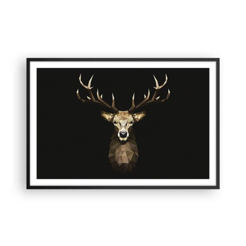 Poster in einem schwarzem Rahmen - Kubistischer Hirsch - 91x61 cm