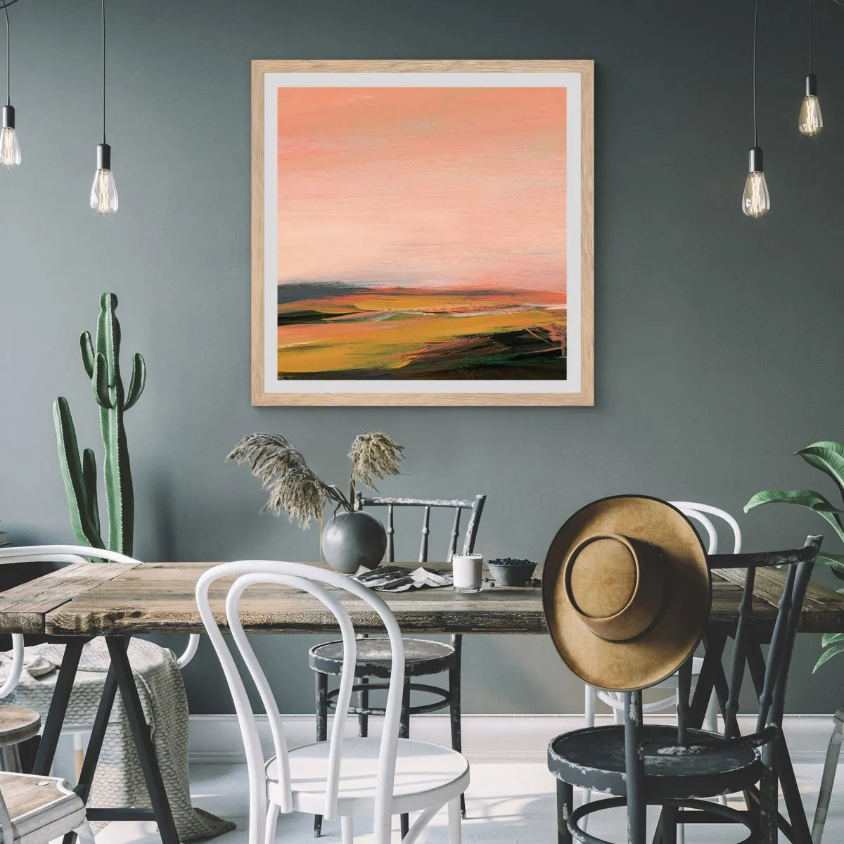 Poster in einem Rahmen aus heller Eiche - In Rosatönen - 60x60 cm