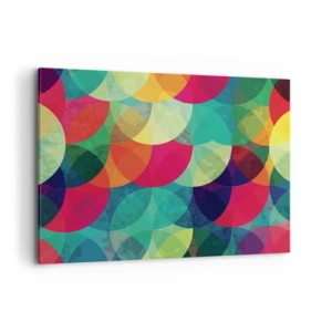 Bild auf Leinwand - Leinwandbild - Bunte geometrische Muster aus Kreisen und Halbkreisen - 100x70cm - Aufstieg zum Regenbogen - Moderne Wanddekoration für Wohnzimmer und Schlafzimmer ARTTOR