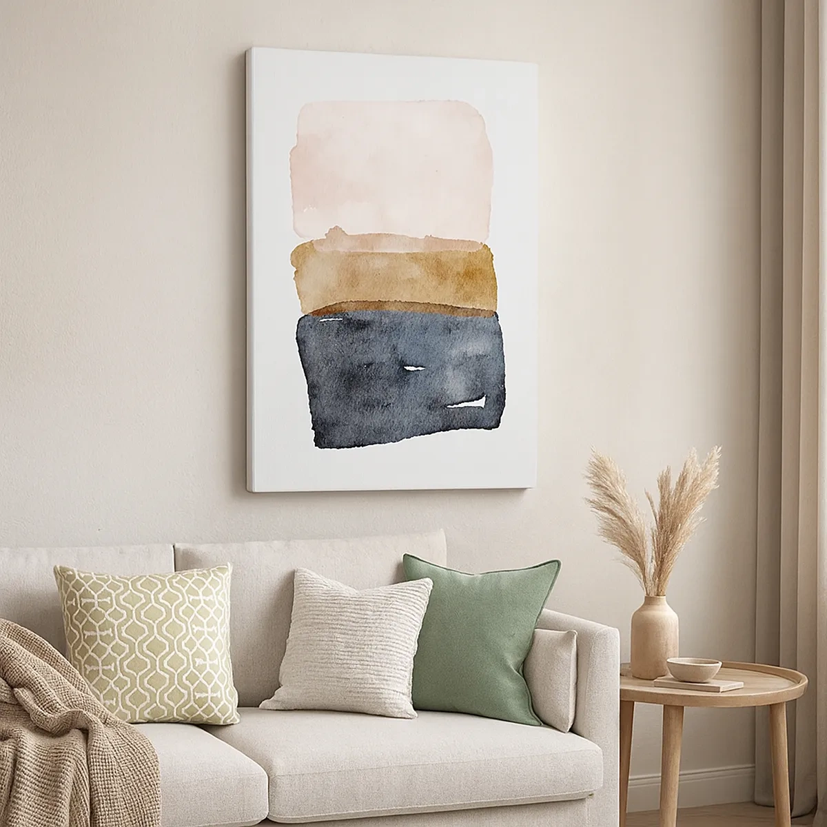 Bild auf Leinwand - Leinwandbild - Eine minimalistische Komposition aus drei Rechtecken in Erdtönen. - 50x70cm - Die Komposition der Farben der Erde - Moderne Wanddekoration für Wohnzimmer und Schlafzimmer ARTTOR