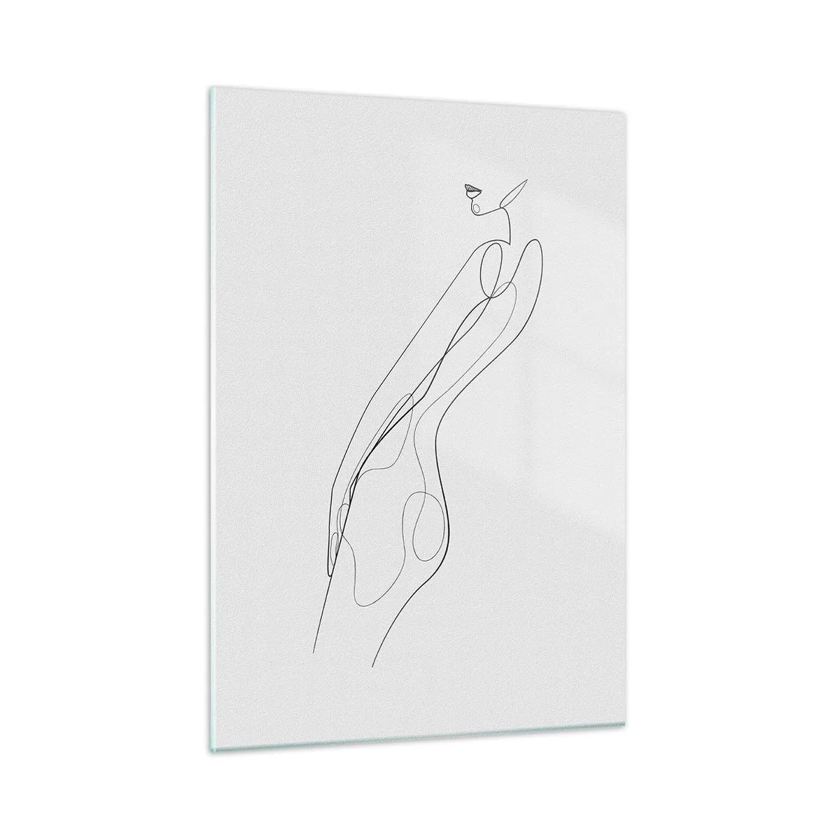 Glasbild - Bild auf glas - Eine minimalistische Linie, die eine weibliche Silhouette darstellt - 50x70cm - Bloß ein Versprechen - Moderne Wanddekoration für Wohnzimmer und Schlafzimmer ARTTOR