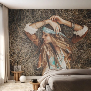 Fototapete Premium Sand - Auf dem Weg in den Sommer der Liebe - Boho, Frau, Schmuck - 200x140 cm