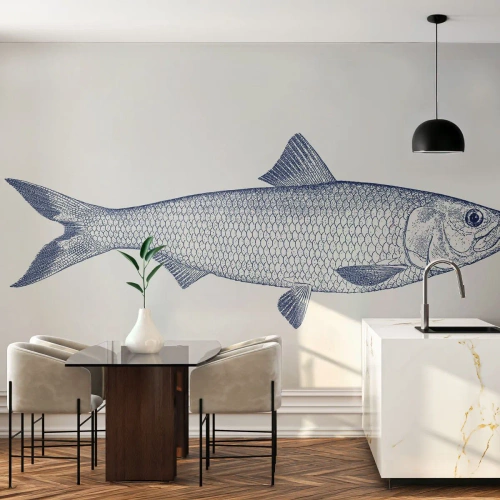 Fototapete Premium Sand - Grüße aus den nördlichen Meeren - Fisch, Meerestier, Küstenstil - 250x175 cm