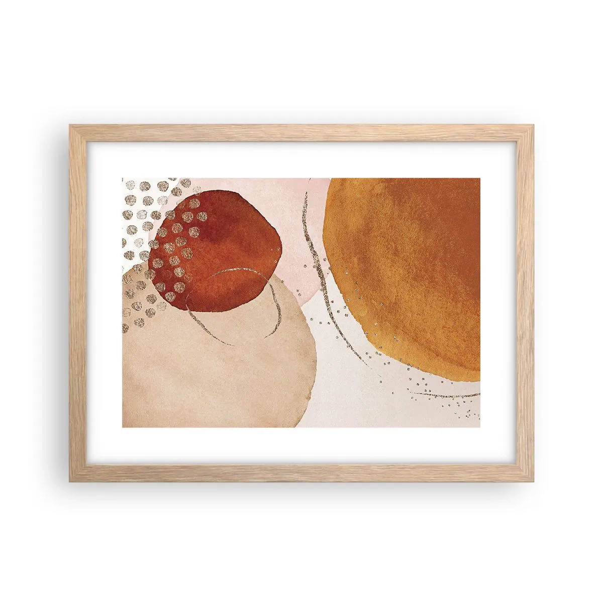 Poster in einem Rahmen aus heller Eiche - Rundheit und Bewegung - 40x30 cm
