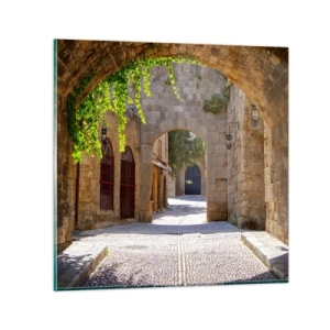 Glasbild - Bild auf glas - Die Prozession wird bald erscheinen - 70x70 cm