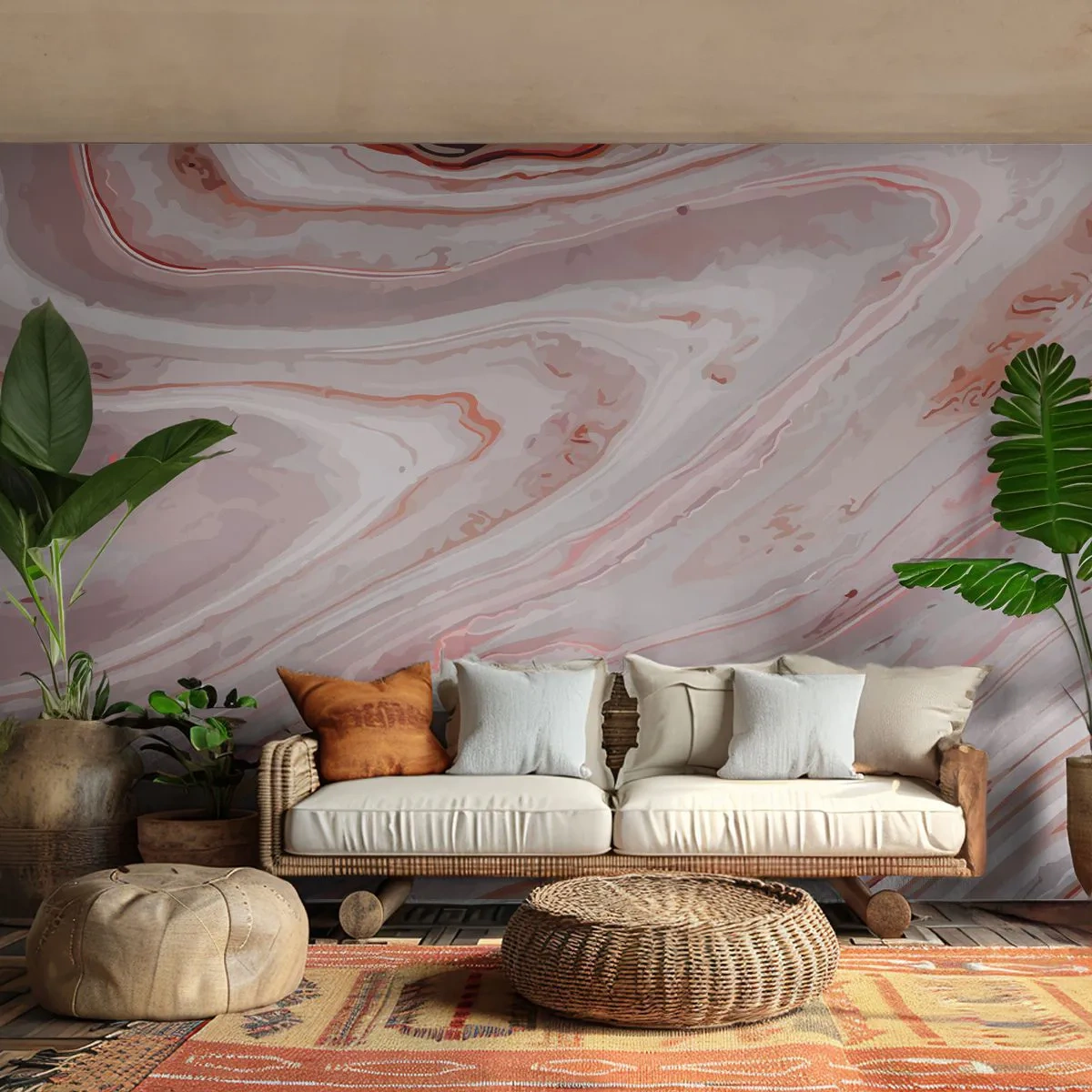 Fototapete Premium Canvas - Rosa Flüssigkeit - Abstraktion, Stück, Modernes Muster - 150x105 cm