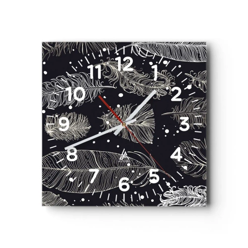 Wanduhr - Glasuhr - Gefiederte Spitze - 30x30 cm