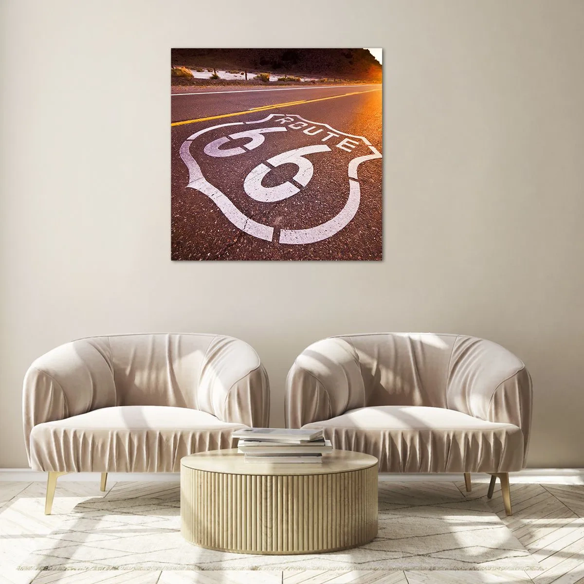 Glasbild - Bild auf glas - Die berühmte Straße 66 - 50x50 cm