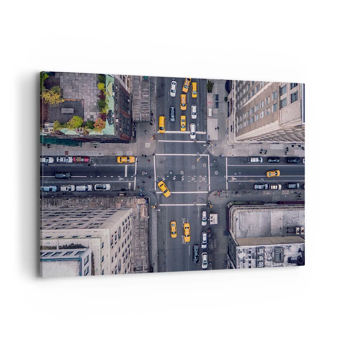 Bild auf Leinwand - Leinwandbild - Luftaufnahme einer belebten Stadtstraße - 120x80cm - Eine einfache Wahl - Moderne Wanddekoration für Wohnzimmer und Schlafzimmer ARTTOR