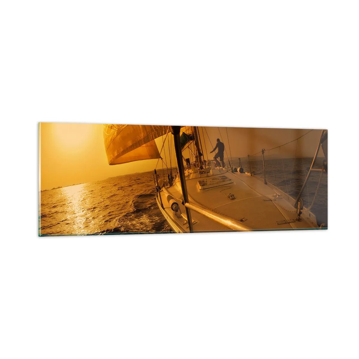 Glasbild - Bild auf glas - Ein goldener Abend nach einem bunten Tag - 90x30 cm