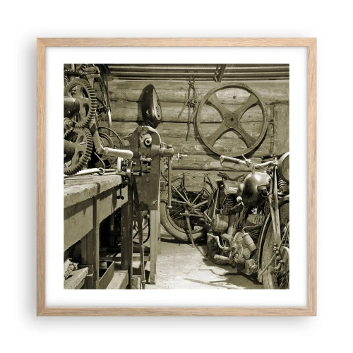 Poster in einem Rahmen aus heller Eiche - Im Schuppen von Onkel Władek - 50x50 cm