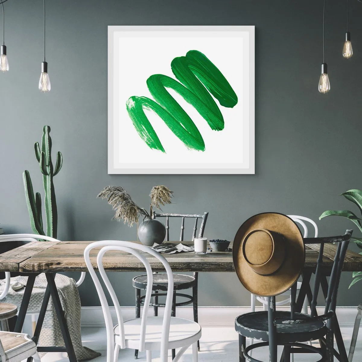 Poster in einem weißen Rahmen - Grüner Witz - 60x60 cm