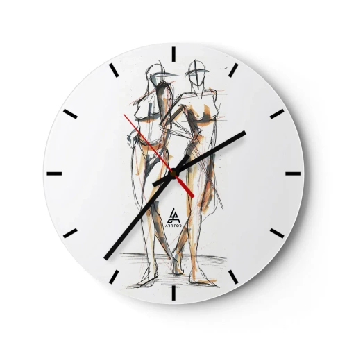 Wanduhr - Glasuhr - Künstlerische Charakterskizze im minimalistischen Stil - 30x30cm - Studie der Gnade - Moderne Wanddekoration für Wohnzimmer, Küche und Schlafzimmer ARTTOR