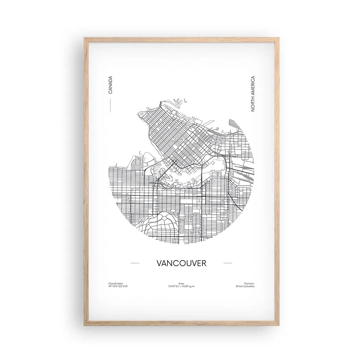 Poster in einem Rahmen aus heller Eiche - Anatomie von Vacouver - 61x91 cm