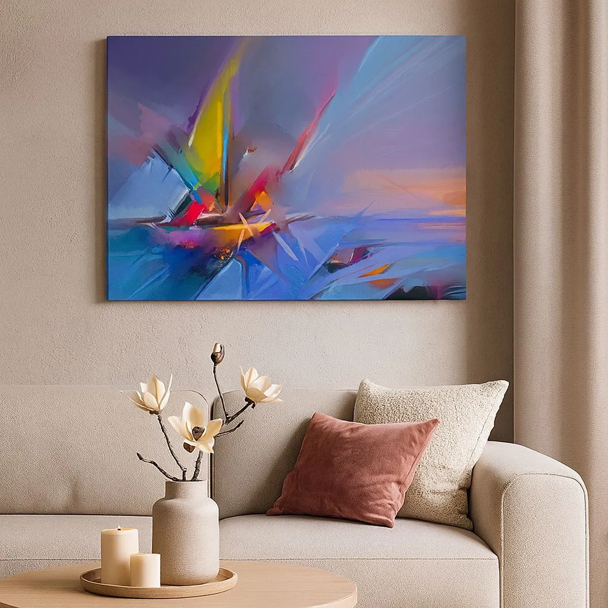 Bild auf Leinwand - Leinwandbild - Abstrakte Komposition mit intensiven Farben - 70x50cm - Propeller wie ein Vogel - Moderne Wanddekoration für Wohnzimmer und Schlafzimmer ARTTOR
