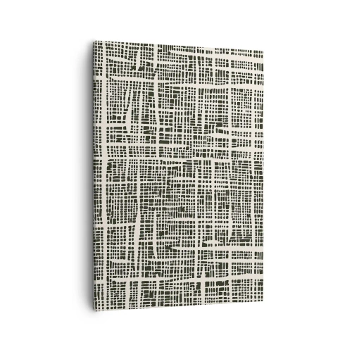 Bild auf Leinwand - Leinwandbild - Ein geometrisches Muster, das einem Gitter auf hellem Hintergrund ähnelt - 50x70cm - Gewebte Komposition - Moderne Wanddekoration für Wohnzimmer und Schlafzimmer ARTTOR