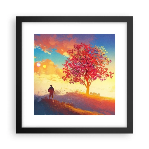 Poster in einem schwarzem Rahmen - Pilger am Ziel - 30x30 cm