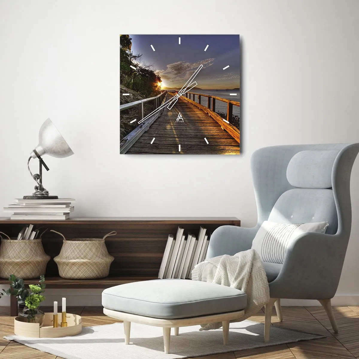 Wanduhr - Glasuhr - Gehen, weiter der Sonne entgegengehen - 40x40 cm