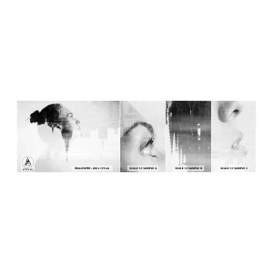 Fototapetenmuster Standard Eco - Auf beiden Seiten des Glases - Abstraktion, Das Gesicht einer Frau, Die Architektur - 100x30 cm