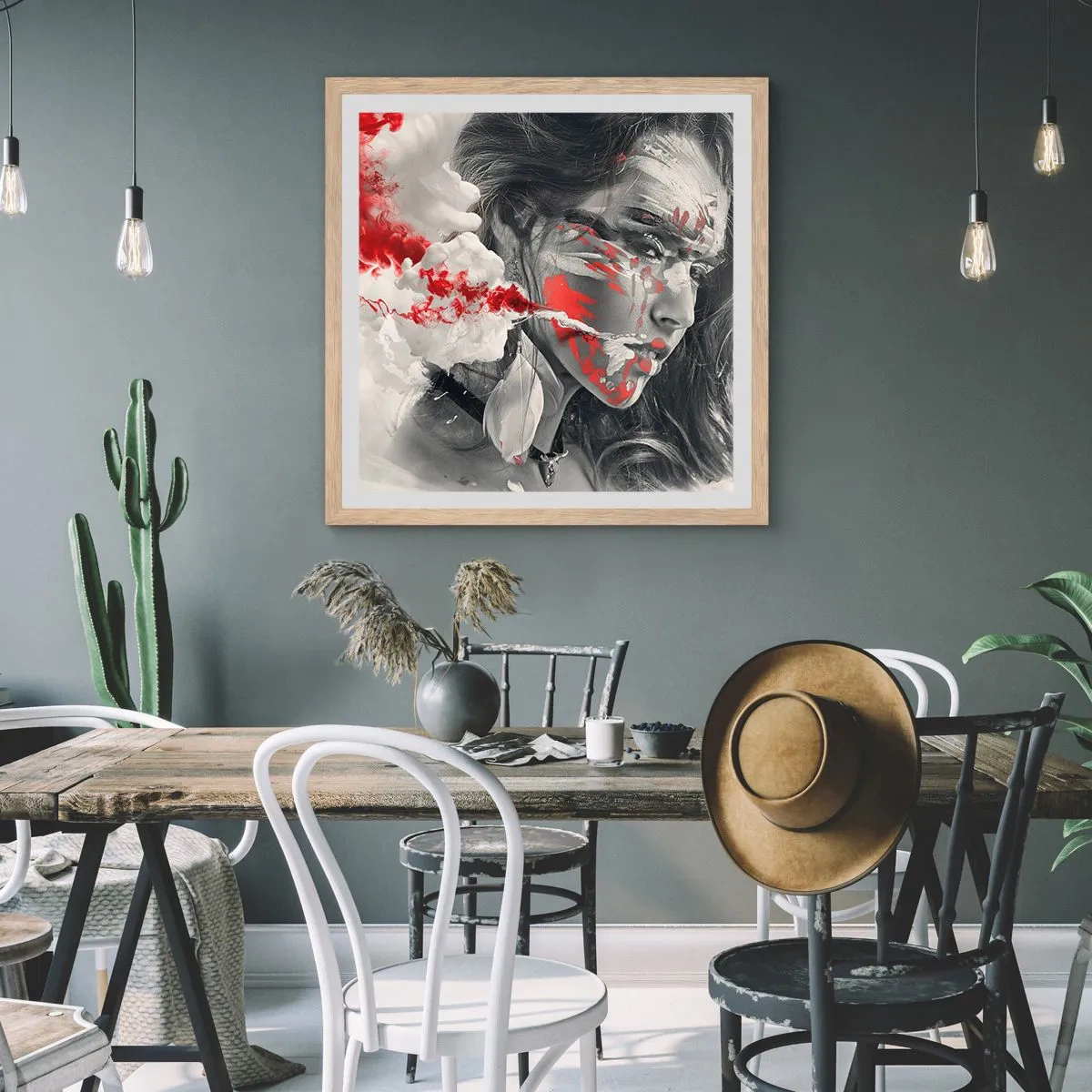 Poster in einem Rahmen aus heller Eiche - Im Dunst der Absurdität - 30x30 cm