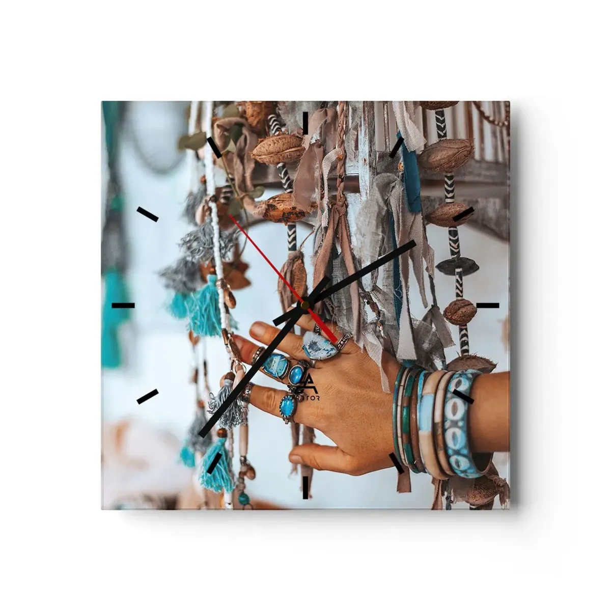 Wanduhr - Glasuhr - Lokale Schätze - 40x40 cm